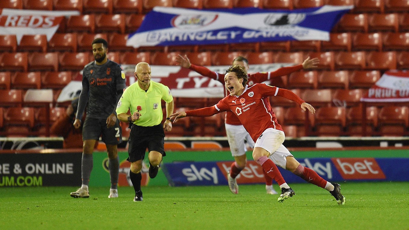 Callum Styles celebrates his goal against Nottingham Forest