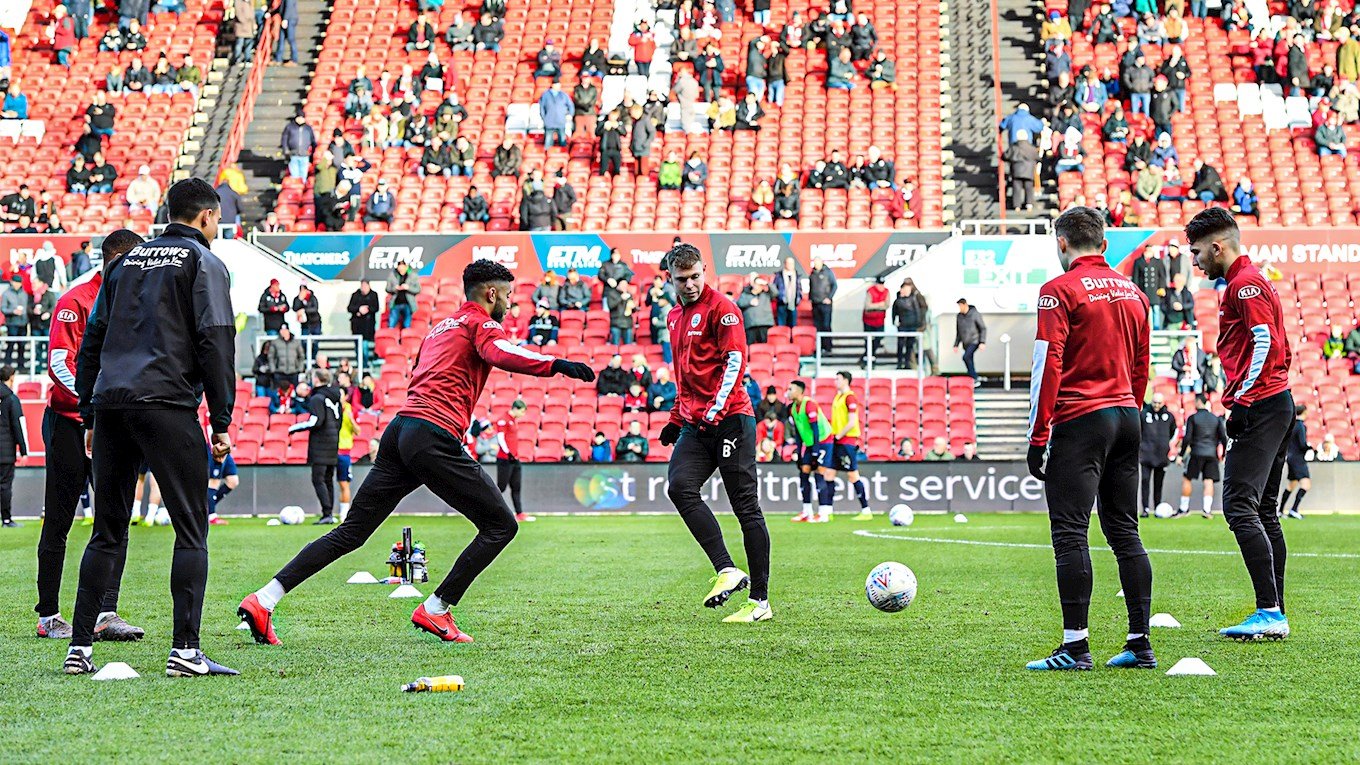 Romal Palmer in the first team warm-up at Ashton Gate